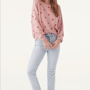 Anthro Splendid Dusty Rose sweater w/ Hearts